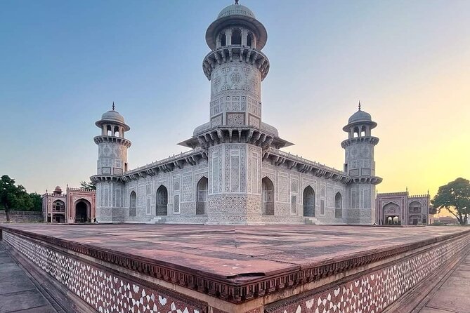 From Delhi :- Full Day Taj Mahal And Agra Fort Tour With 5<em> Lunch – Key points to know before booking’ /></p>
<ul>
<li><strong>Sunrise at the Taj Mahal:</strong> The main monument is your first stop, timed for the early morning light.</li>
<li><strong>Private Delhi pickup:</strong> You travel by air-conditioned private vehicle, with fuel, tolls, parking, and taxes included.</li>
<li><strong>Three Agra sights:</strong> The plan covers the Taj Mahal, Agra Fort, and Itimad-ud-Daulah, often called the Baby Taj.</li>
<li><strong>Guide quality matters:</strong> Guides named in past bookings include Rajesh, Khan, Waseem, and Harish, with English communication and storytelling praised.</li>
<li><strong>Optional meal and entry tickets:</strong> Breakfast at the DoubleTree by Hilton and monument tickets depend on the option you choose.</li>
<li><strong>A very long day:</strong> The early departure is practical for sunrise but demanding, especially with the return drive to Delhi.</li>
</ul>
<h2>Why the sunrise timing makes the long ride worthwhile</h2>
<p><img width="669" height="446" decoding="async" src=