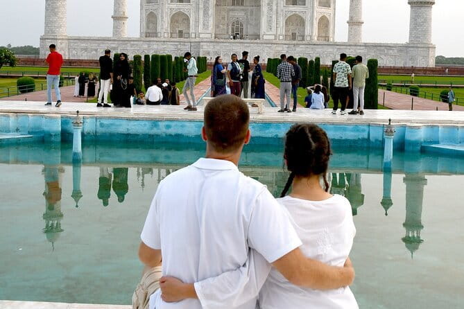 Taj Mahal Sunrise & Agra Day Tour from Delhi with 5<em> Meal – Key points to know before booking’ /></p>
<ul>
<li><strong>Sunrise timing:</strong> The tour is built around seeing the Taj Mahal early, but confirm your exact pickup time when booking.</li>
<li><strong>Private car and guide:</strong> Your group travels in a climate-controlled vehicle, with an English-speaking driver and a private live guide in Agra.</li>
<li><strong>Three-hour road journey:</strong> The Yamuna Expressway makes the Delhi to Agra run direct, and you can ask for refreshment or bathroom stops.</li>
<li><strong>Flexible Agra sights:</strong> The plan includes the Taj Mahal and Agra Fort, with the Baby Taj offered as an alternative to Agra Fort in the schedule.</li>
<li><strong>Meal options matter:</strong> A buffet meal at a place such as Courtyard Marriott or Bon Barbeque is available only if you choose the meal option.</li>
<li><strong>Strong service record:</strong> The tour has a 4.9 rating from 17 reviews, with 100 percent recommending it. Sandeep earns specific praise for his patient pace and photography.</li>
</ul>
<h2>Why this Delhi to Agra day trip works</h2>
<p> Meal – Why this Delhi to Agra day trip works’ /></p>
<p><p>Agra is close enough to reach from Delhi in a day, but far enough that the transport can become the hardest part. This tour handles the long road trip, local driving, monument tickets, and guiding in one package. You do not need to work out how to get from an Agra station to the Taj Mahal, then find another ride to Agra Fort.</p>
</p>
<p><p>The total outing lasts about 12 hours. That is a long day, but the timing makes sense if you have only one free day in Delhi. You spend about three hours going to Agra, several hours at the main sights, and about three hours returning. The private car gives you more control than a fixed group coach, particularly when you need a bathroom stop or want to adjust the pace.</p>
</p>
<p><p>I would treat this as a practical sightseeing day, not a slow Agra stay. You see the city’s major monuments, but you will not have much spare time for wandering beyond the planned stops. That tradeoff is fair for anyone with a Delhi hotel, airport connection, or short India itinerary.</p>
</p>
<div class="twil" style="margin: 20px 0; padding: 15px 0;"><p>More sunrise and early-start tours in New Delhi:</p><ul style="margin: 10px 0; padding-left: 0; list-style: none;"><li style="margin: 0 0 12px 0; padding: 0 0 12px 0; border-bottom: 1px solid #F4E3E0; line-height: 1.4;"><a href="https://newdelhiadventures.com/from-delhi-taj-mahal-and-agra-fort-private-sunrise-tour/">From Delhi: Taj Mahal and Agra Fort Private Sunrise Tour</a><br><span style="font-size: 0.82em; color: #555;"><span style="color: #F5A31A;">★</span> 4.9 &nbsp;&middot;&nbsp; 2,270 reviews</span></li><li style="margin: 0 0 12px 0; padding: 0 0 12px 0; border-bottom: 1px solid #F4E3E0; line-height: 1.4;"><a href="https://newdelhiadventures.com/sunrise-taj-mahal-agra-fort-baby-taj-tour-from-delhi-by-car/">Sunrise Taj Mahal, Agra Fort & Baby Taj Tour from Delhi by Car</a><br><span style="font-size: 0.82em; color: #555;"><span style="color: #F5A31A;">★</span> 5.0 &nbsp;&middot;&nbsp; 2,243 reviews</span></li><li style="margin: 0; padding: 0; border-bottom: none; line-height: 1.4;"><a href="https://newdelhiadventures.com/private-sunrise-taj-mahal-trip-from-delhi-all-inclusive/">Private Sunrise Taj Mahal Trip from Delhi all Inclusive</a><br><span style="font-size: 0.82em; color: #555;"><span style="color: #F5A31A;">★</span> 5.0 &nbsp;&middot;&nbsp; 1,537 reviews</span></li></ul></div><h2>The early ride from Delhi on the Yamuna Expressway</h2>
<p><img width="669" height="446" decoding="async" src=